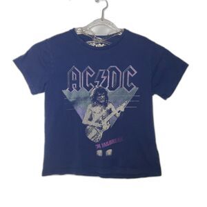AC/DC Shirt Womens Small Navy Blue Lucky Brand 74 Jailbreak Tour Rock Band Tee